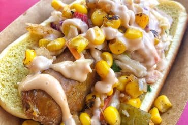 Vegan at Walt Disney World - Plant Based Loaded Slaw Dog in the Magic Kingdom