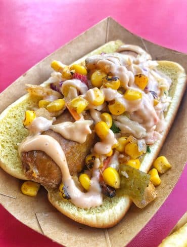 Vegan at Walt Disney World - Plant Based Loaded Slaw Dog in the Magic Kingdom