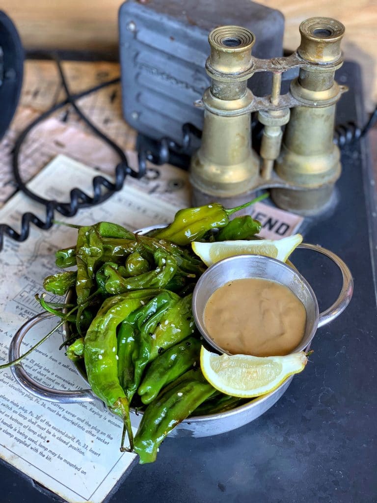 Vegan Blistered Shishito Peppers at Jock Lindsey’s Hangar Bar in Disney Springs