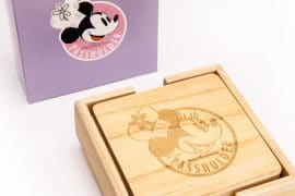 Free 2019 Epcot International Food and Wine Festival Passholder Chef Minnie Wooden Coaster Set