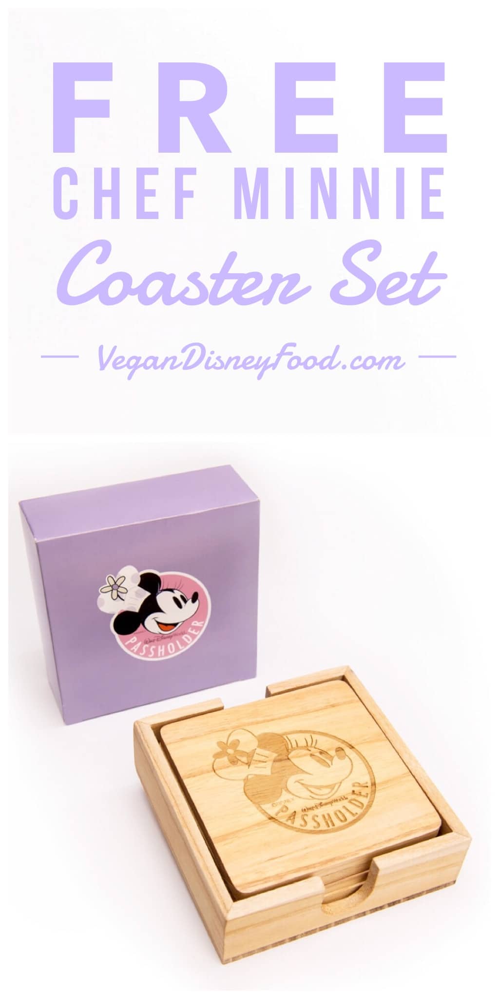 Free 2019 Epcot International Food and Wine Festival Passholder Chef Minnie Wooden Coaster Set