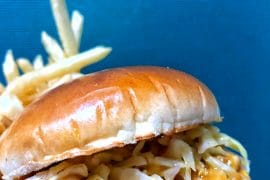 Vegan Sloppy Joe at Cosmic Ray’s Starlight Cafe in the Magic Kingdom at Walt Disney World