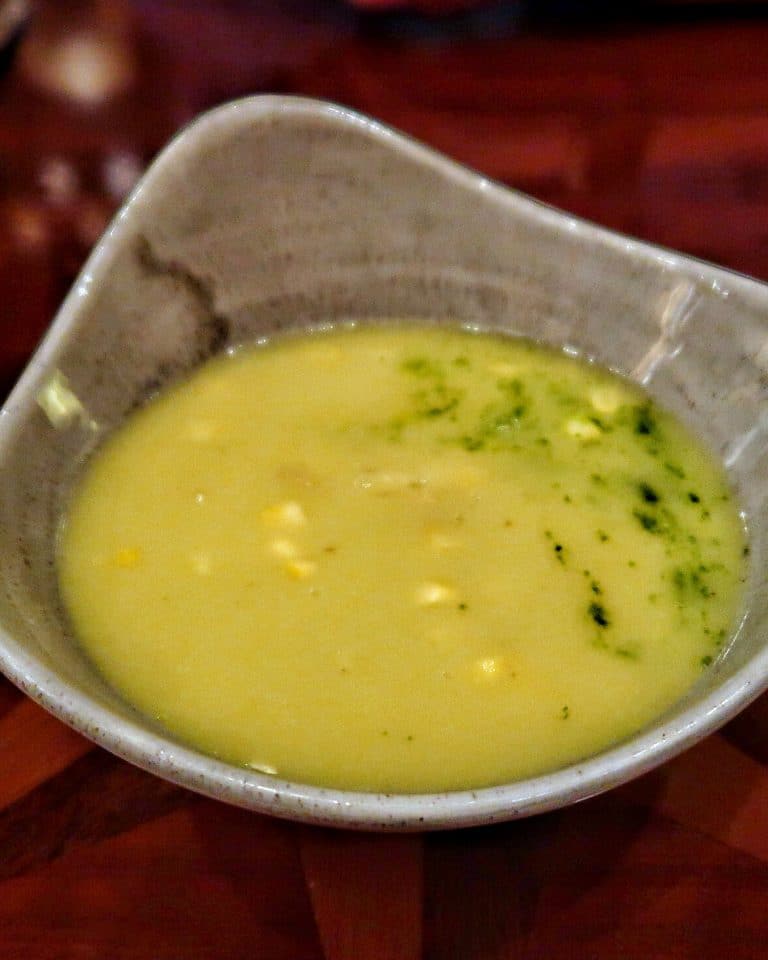 Modified Vegan Corn Chowder at Tiffins in Animal Kingdom at Walt Disney World