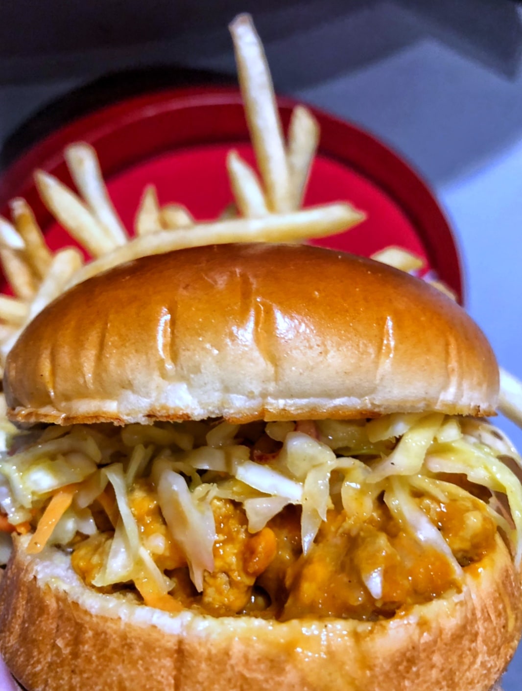 Vegan Sloppy Joe at Cosmic Ray’s Starlight Cafe in the Magic Kingdom at Walt Disney World