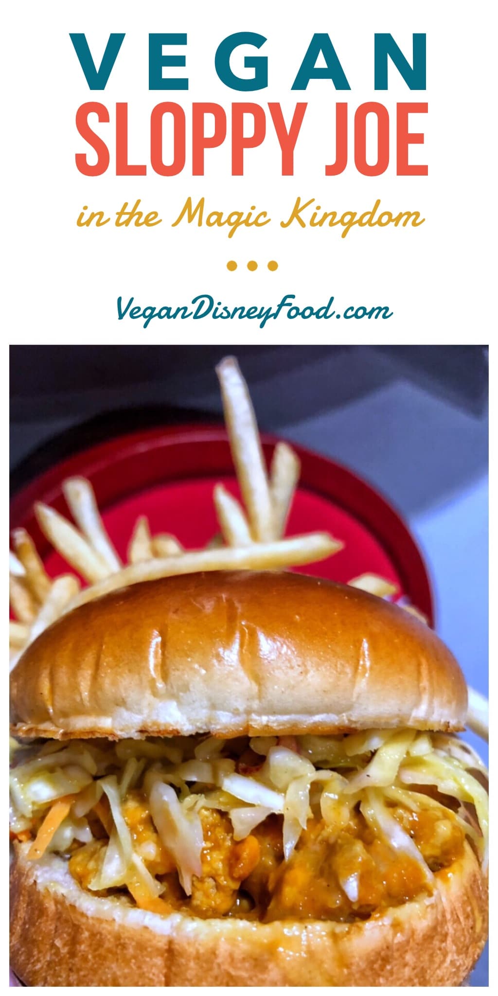 Vegan Sloppy Joe at Cosmic Ray’s Starlight Cafe in the Magic Kingdom at Walt Disney World