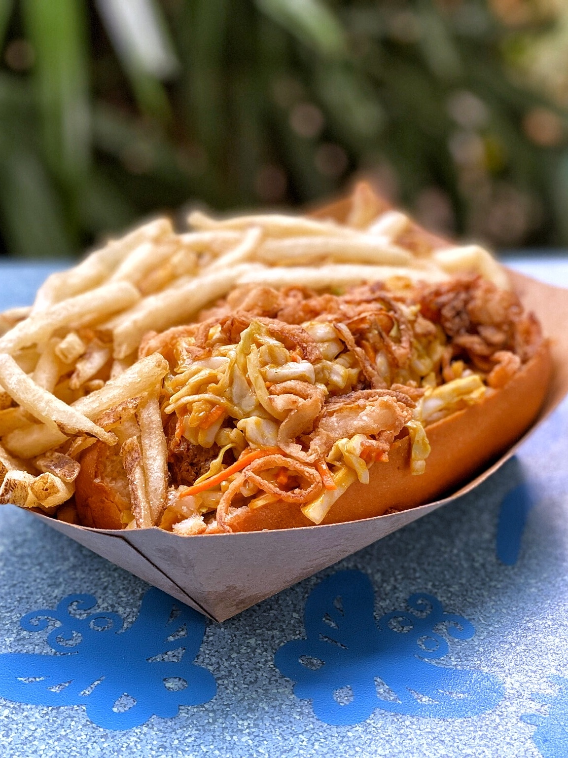 Vegan Hot Link Smokehouse Sandwich at Flame Tree Barbecue in Animal Kingdom at Walt Disney World