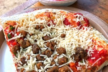 Vegan Sicilian Style Pizza Slice at Pizzafari in Disney’s Animal Kingdom at Walt Disney World