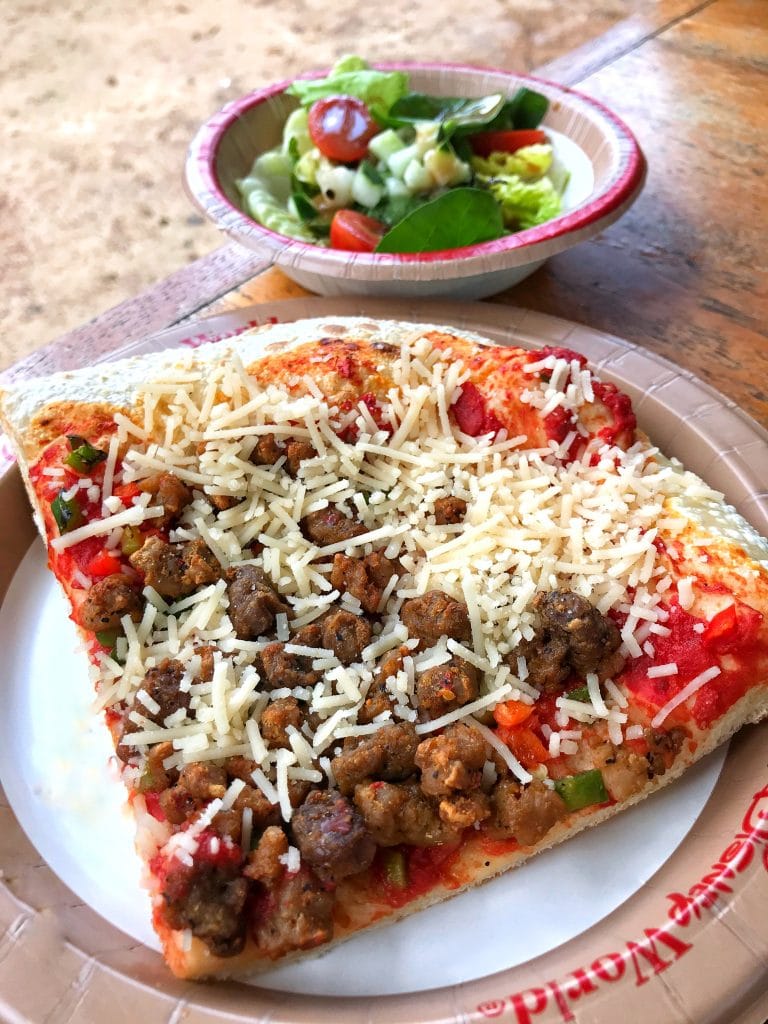 Vegan Sicilian Style Pizza Slice at Pizzafari in Disney’s Animal Kingdom at Walt Disney World