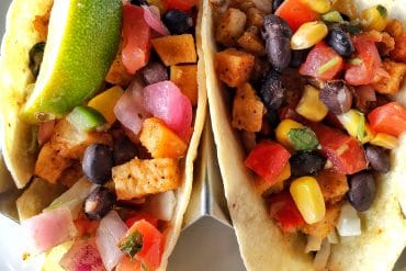 Vegan Roasted Fall Vegetable Tacos at Rainforest Cafe in Disney Springs at Walt Disney World