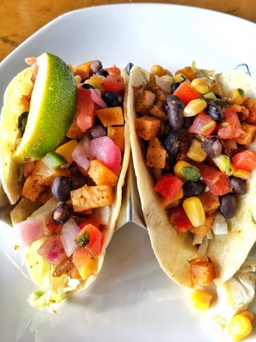 Vegan Roasted Fall Vegetable Tacos at Rainforest Cafe in Disney Springs at Walt Disney World