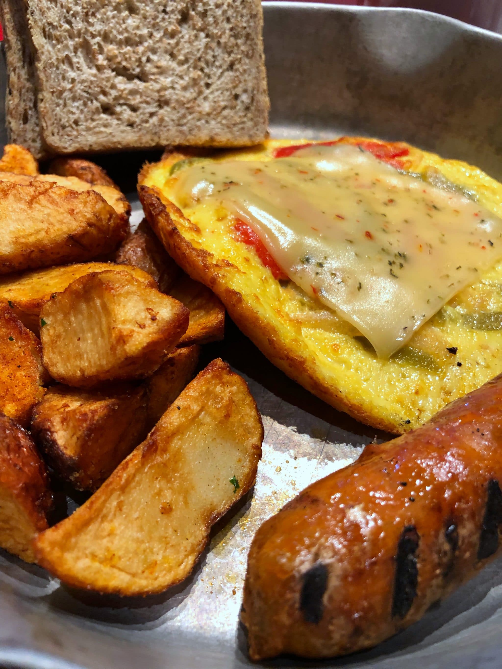 Vegan Pepper Jack Cheese Frittata at Disney’s Whispering Canyon Cafe in Walt Disney World
