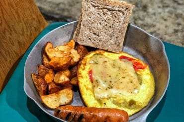 Vegan Pepper Jack Cheese Frittata at Disney’s Whispering Canyon Cafe in Walt Disney World
