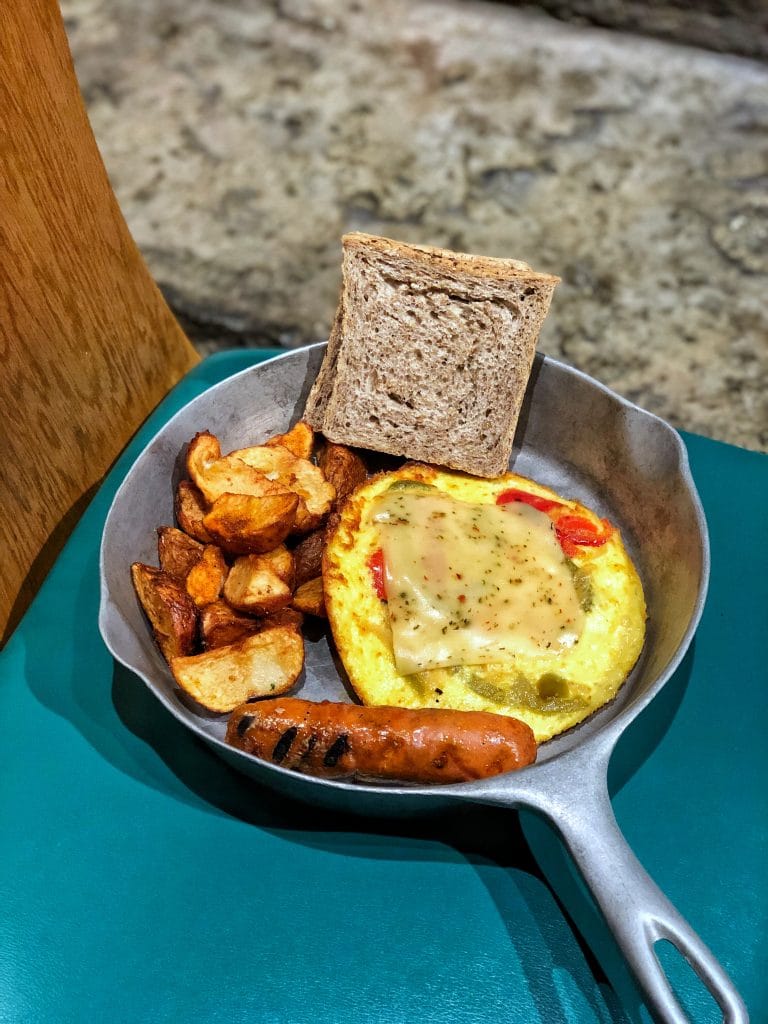 Vegan Pepper Jack Cheese Frittata at Disney’s Whispering Canyon Cafe in Walt Disney World