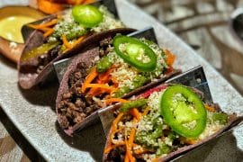 Vegan Tacos at Three Bridges Bar & Grill at Villa del Lago in Disney’s Coronado Springs Resort at Walt Disney World