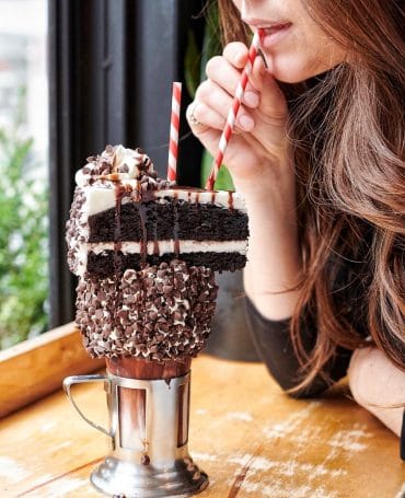 Vegan Black n’ White CakeShake Milkshake at Black Tap Anaheim in Downtown Disney at Disneyland