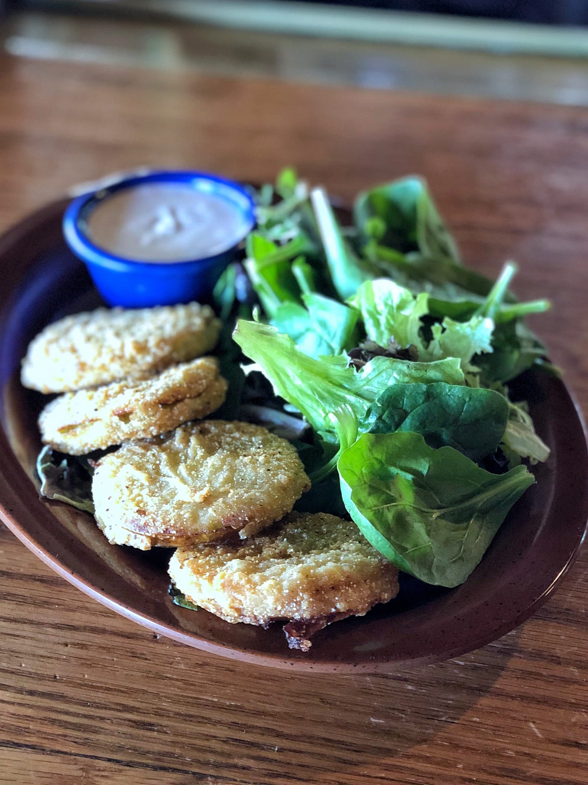 Vegan Fried Green Tomatoes at Crocket’s Tavern in Disney’s Fort Wilderness Resort and Campground at Walt Disney World