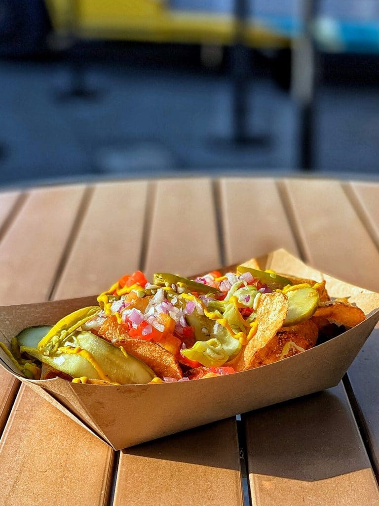 Disney Springs Hot Diggity Dogs Food Truck Vegan Chicago Style Loaded Chips