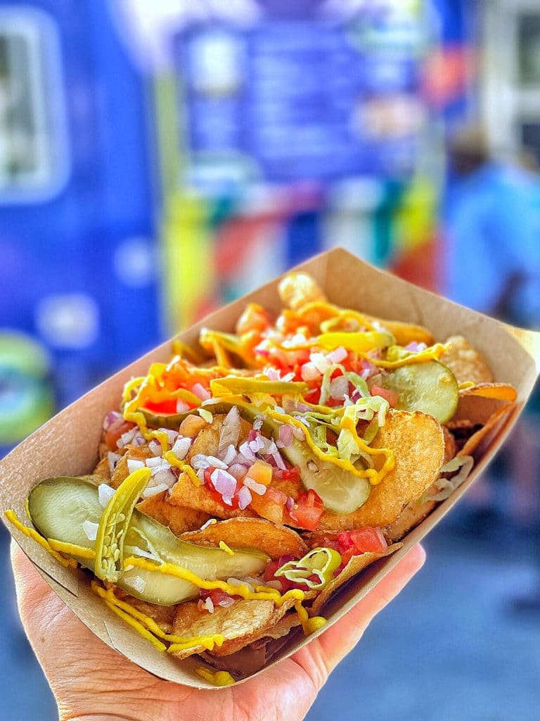 Disney Springs Hot Diggity Dogs Food Truck Vegan Chicago Style Loaded Chips
