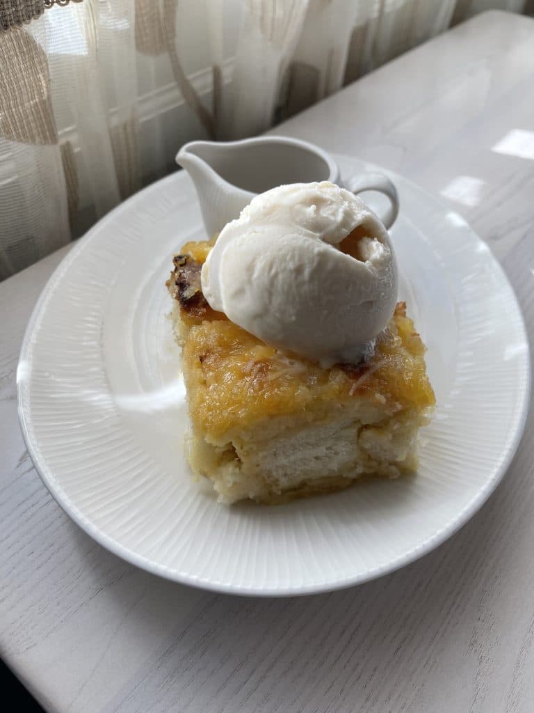 Sebastian's Bistro vegan bread pudding