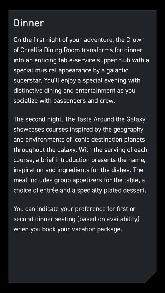 Star Wars Galactic StarCruiser vegan options