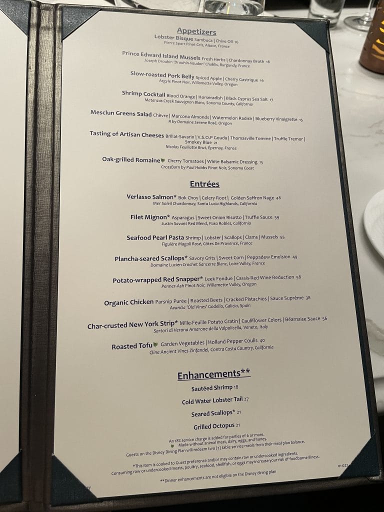 Flying Fish menu 2022