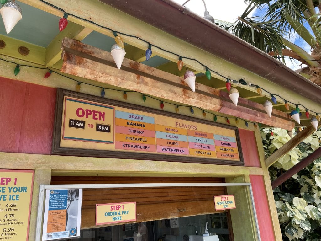 shave ice flavors Aulani
