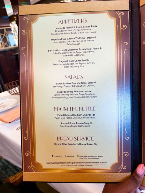 Disney Wish 1923 menu