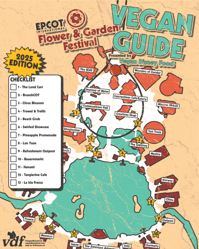 2025 Vegan map checklist Epcot flower and garden festival