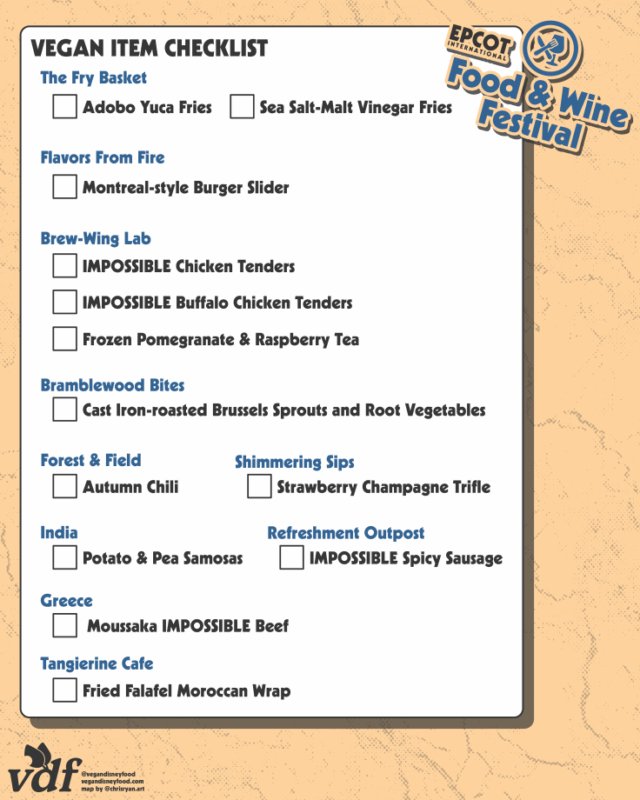 Vegan Food Checklist for EPCOT Food and Wine Festival