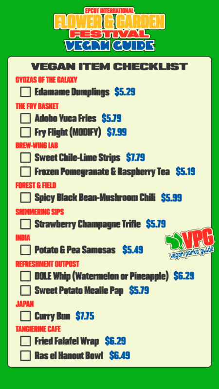 Vegan Food Checklist for EPCOT Food and Wine Festival 2026